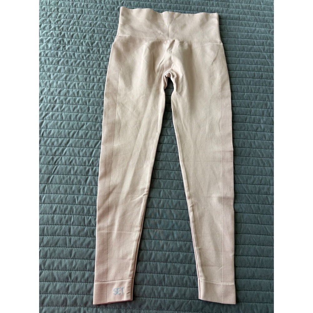 SET ACTIVE SCULPTFLEX High Waisted Ribbed Leggings Mauve Rose‎ Pink Small - Picture 7 of 9
